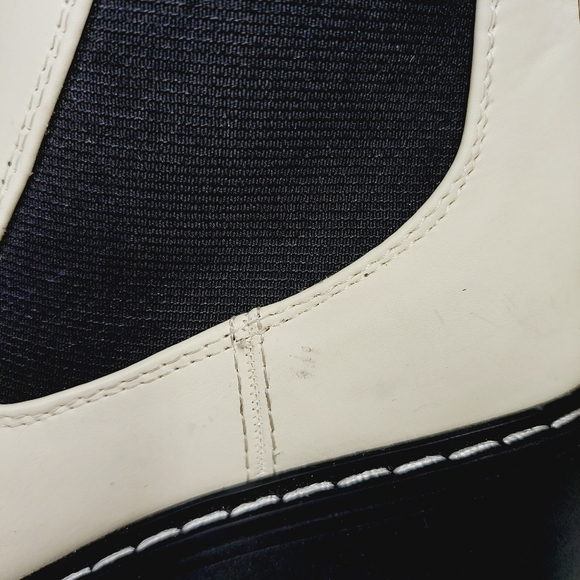 NEW Nine West Doleas 3 White Black Chunky Ankle Boots i258 - Picture 2 of 15